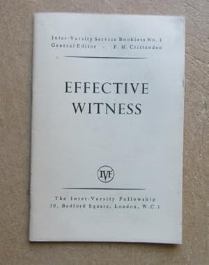 Bild des Verkufers fr Effective Witness (Inter-Varsity Service Booklet No. 1 zum Verkauf von BRIMSTONES