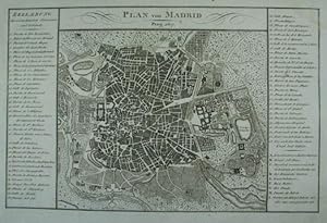 Plan von Madrid. Kupferstich-Plan aus "Neueste Länder- und Völkerkunde" Prag 1807, 20 x 31 cm