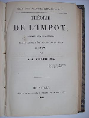 Immagine del venditore per Thorie de l'impt, question mise au concours par le conseil d'tat du canton de Vaud en 1860. venduto da Philippe Moraux