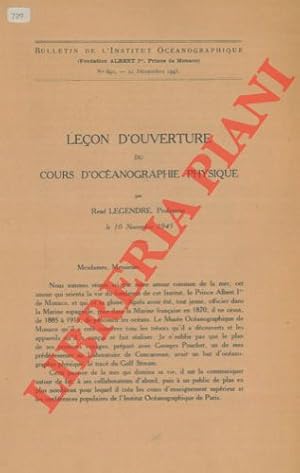 Image du vendeur pour Leon d'ouverture du cCours d'Ocanographie physique. mis en vente par Libreria Piani