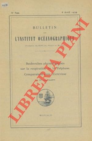 Recherches physiologiques sur la respiration de la Telphuse. Comparaison avec l'Ecrevisse.