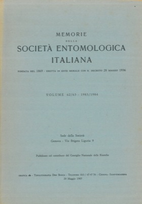 Memorie della Società Entomologìca Italiana. Volume 62/63 - 1983/1984.