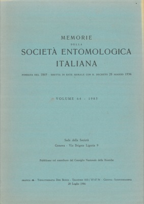 Memorie della Società Entomologìca Italiana. Volume 64 - 1985.