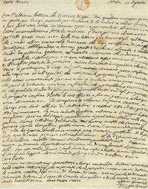 Lettera manoscritta autografa, firmata, indirizzata a monsieur Constantin Buoni, Florence, datata...