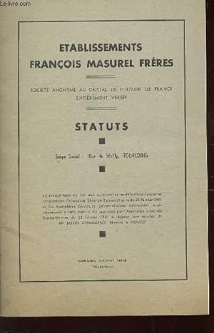 Bild des Verkufers fr STATUTS - Dposs aux minutes de Me BOYER CHAMMARD, notaire  RONCQ. zum Verkauf von Le-Livre