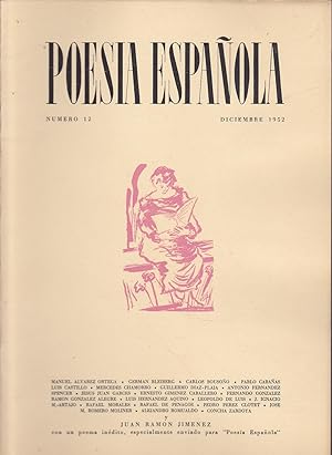 Bild des Verkufers fr POESIA ESPAOLA N 12 - DICIEMBRE 1952 (con un poema indito especialmente enviado para Poesa Espaola de JUAN RAMON JIMENEZ zum Verkauf von CALLE 59  Libros