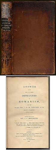 Bild des Verkufers fr An Answer to the Rev. G.S. Faber's Difficulties of Romanism zum Verkauf von Between the Covers-Rare Books, Inc. ABAA