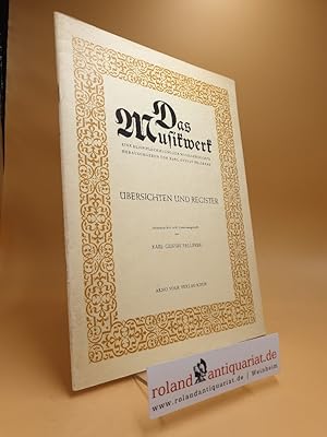 Imagen del vendedor de bersichten und Register (= Das Musikwerk ). a la venta por Roland Antiquariat UG haftungsbeschrnkt