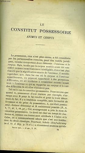 Image du vendeur pour LE CONSTITUT POSSESSOIR - ANIMUS ET CORPUS - SUIVI DE - LES ANCIENNES COLLECTIONS DE "DECISIONES ROTAE ROMANAE (SUITE ET FIN) mis en vente par Le-Livre