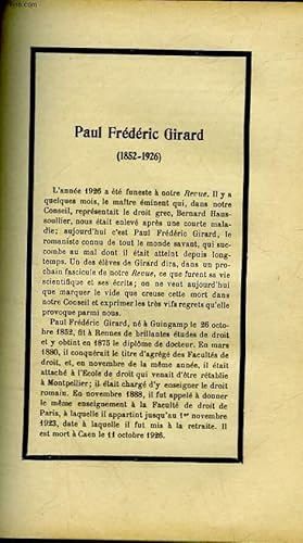 Bild des Verkufers fr PAUL FREDERIC GIRARD zum Verkauf von Le-Livre