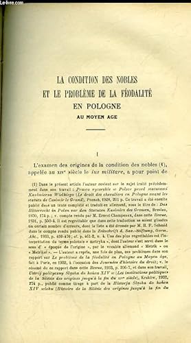 Seller image for LA CONDITION DES NOBLES ET LE PROBLEME DE LA FEODALITE EN POLOGNE AU MOYEN AGE for sale by Le-Livre