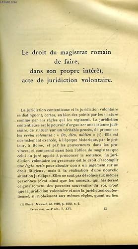 Bild des Verkufers fr LE DROIT DU MAGISTRAT ROMAIN DE FAIRE DANS SON PROPRE INTERET ACTES DE JURIDICTION VOLONTAIRE - ESSAI SUR LE SENATUS-CONSULTE "DE ASCLEPIADE SOCIISQUE" - LES DIFFERENTES ESPECES DE SOCIETES DE COMMERCE EN FRANCE AU 17 ET 18 SIECLE zum Verkauf von Le-Livre