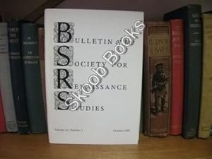 Bild des Verkufers fr Bulletin of the Society for Renaissance Studies: Volume XV, Number 1, October 1997 zum Verkauf von PsychoBabel & Skoob Books