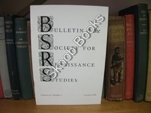 Bild des Verkufers fr Bulletin of the Society for Renaissance Studies: Volume XVI, Number 1, October 1998 zum Verkauf von PsychoBabel & Skoob Books