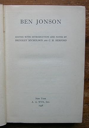 Immagine del venditore per Ben Jonson. Volpone; or The Fox. Epicoene; or, The Silent Woman. The Alchemist. venduto da Monkey House Books