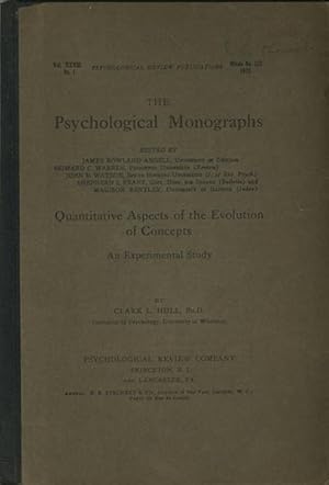 Imagen del vendedor de Quantitative Aspects of the Evolution of Concepts. An Experimental Study a la venta por Kaaterskill Books, ABAA/ILAB