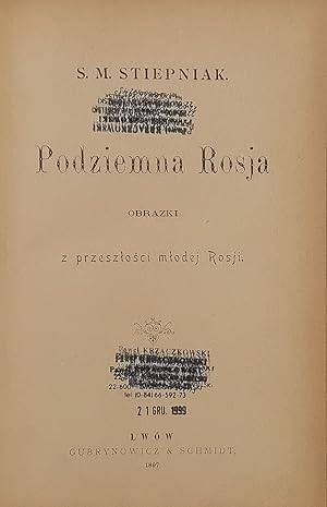 Seller image for Podziemna Rosja. Obrazki z przeszlosci mlodej Rosji. for sale by Bernard Quaritch Ltd ABA ILAB