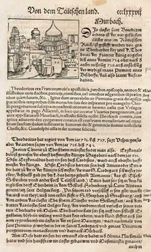 Bild des Verkufers fr Kleine, stilisierte Ortsansicht von Murbach, auf dem ganzen Textblatt. zum Verkauf von Antiquariat Martin Barbian & Grund GbR
