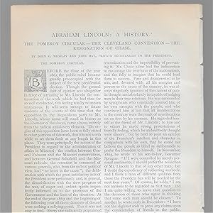 Bild des Verkufers fr Abraham Lincoln A History, Part XXXII: The Pomeroy Circular / The Cleveland Convention / The Resignation Of Chase zum Verkauf von Legacy Books II