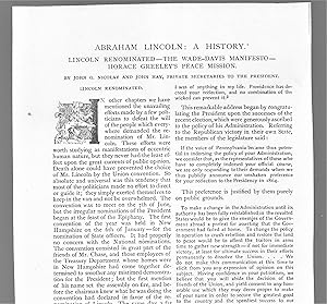 Bild des Verkufers fr Abraham Lincoln A History, Part XXXIII: Lincoln Renominated / The Wade-Davis Manifesto / Horace Greeley's Peace Mission zum Verkauf von Legacy Books II