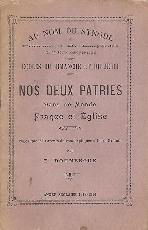 Seller image for Nos deux patries dans ce monde France et glise for sale by Bouquinerie L'Ivre Livre