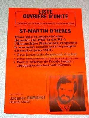 Affiche des années 80 - Saint Martin dHères. Pour que la majorité des députés du PCF et du PS à ...