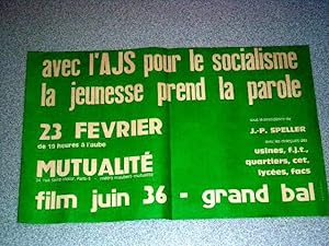 Bild des Verkufers fr Affiche des anne 70 - Avec l'AJS pour le Socialisme la jeunesse prend la parole - zum Verkauf von JOIE DE LIRE