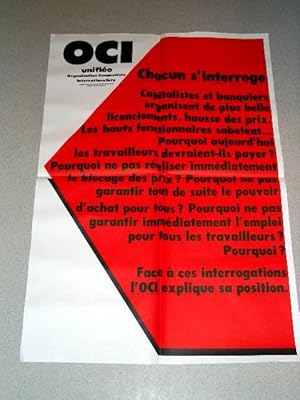 Affiche des année 80 - Chacun s'interroge - Capitalistes et banquiers organisent de plus belle li...