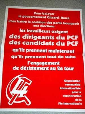 Affiche des année 80 - Pour balayer le gouvernement Giscard-Barre. Les travailleur exigent des di...