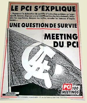 Affiche Illustrée des années 80 - Le PCI s'explique, une question de survie - Meeting du PCI.