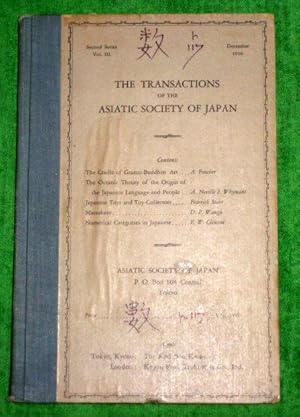 Bild des Verkufers fr TRANSACTIONS of The ASIATIC SOCIETY of JAPAN. Second Series Vol III Dec 1926. zum Verkauf von Tony Hutchinson