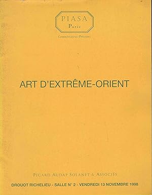 Immagine del venditore per Piasa Paris. Art d'Extrme-Orient, Drouot Richelieu, 13 novembre 1998 venduto da Librairie Archaion