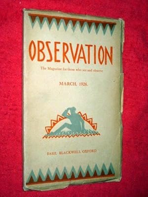 Bild des Verkufers fr Observation. A Collection of Observations on People, Activities and Places. Vol 2 Part 1. March 1926. zum Verkauf von Tony Hutchinson