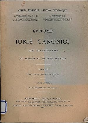 Bild des Verkufers fr EPITOME IURIS CANONICI CUM COMMENTARIIS ad scholas et ad usum privatum, ed. sept. pour les t. 1 et 2, ed. sexta pour le t. III, coll. Museum Lessianum - Section thologique zum Verkauf von La Memoire du Droit