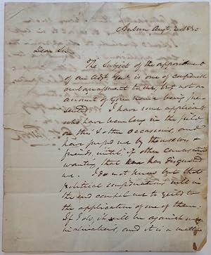 Autographed Letter Signed to a future Civil War general and politician