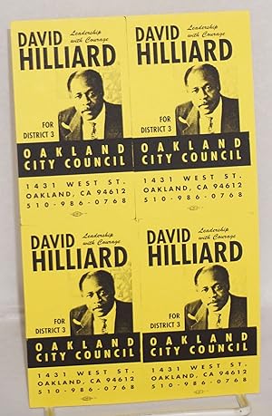 Immagine del venditore per David Hilliard for District 3, Oakland City Council [block of four mini-leaflets] venduto da Bolerium Books Inc.