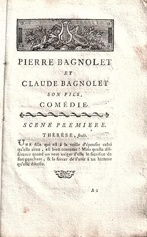 Seller image for Pierre Bagnolet et Claude Bagnolet, son fils comdie en un acte et en prose par M. de V for sale by Librairie Historique F. Teissdre