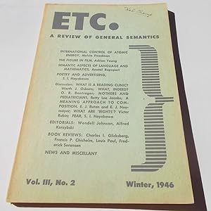 Image du vendeur pour ETC. (Vol. III 3 No. 2, Winter 1946): A Review of General Semantics (Digest) mis en vente par Bloomsbury Books