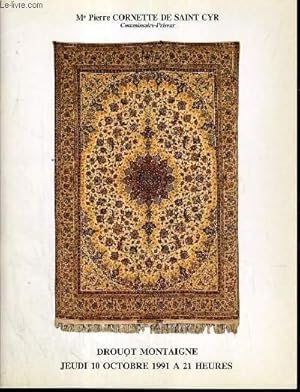 Seller image for CATALOGUE DE VENTE AUX ENCHERES - DROUOT MONTAIGNE - PRECIEUX TAPIS D'ORIENT - TAPIS CAUCASIENS - 10 OCTOBRE 1991. for sale by Le-Livre