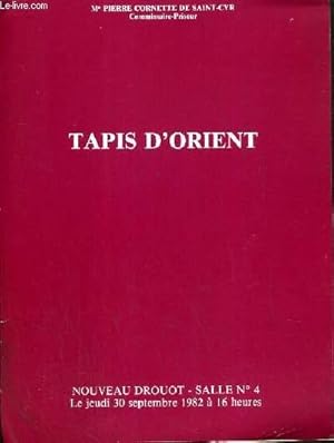 Seller image for CATALOGUE DE VENTE AUX ENCHERES - NOUVEAU DROUOT - TAPIS D'ORIENT - SALLE 4 - 30 SEPTEMBRE 1982. for sale by Le-Livre