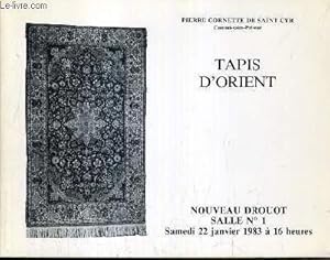 Seller image for CATALOGUE DE VENTE AUX ENCHERES - NOUVEAU DROUOT - TAPIS D'ORIENT - SALLE 1 - 22 JANVIER 1983. for sale by Le-Livre