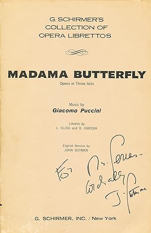 Image du vendeur pour Madama Butterfly Opera in Three Acts mis en vente par Bluestocking Books