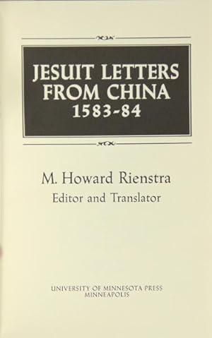 Seller image for Jesuit letters from China, 1583-84 for sale by Rulon-Miller Books (ABAA / ILAB)