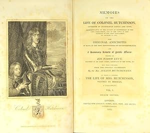 Seller image for Memoirs of the life of Colonel Hutchinson.with original anecdotes of many of the most distinguished of his contemporaries, and a summary review of public affairs.To which is prefixed the life of Mrs. Hutchinson, written by herself for sale by Rulon-Miller Books (ABAA / ILAB)