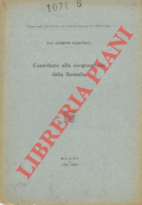 Seller image for Contributo alla zoogeografia della Somalia. for sale by Libreria Piani