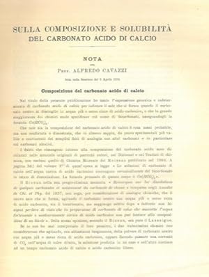 Sulla composizione e solubilità del carbonato acido di calcio.