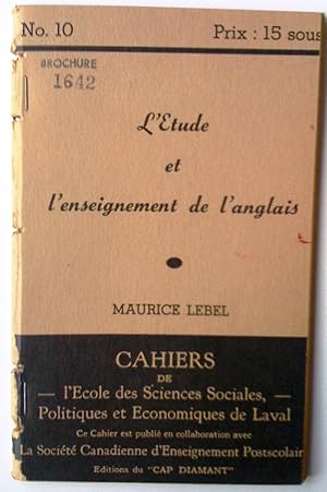 Image du vendeur pour L'tude et l'enseignement de l'anglais mis en vente par Claudine Bouvier