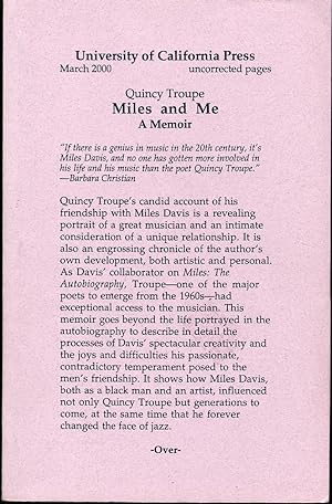 Bild des Verkufers fr Miles and Me: A Memoir zum Verkauf von Between the Covers-Rare Books, Inc. ABAA