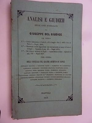 "ANALISI E GIUDIZI DELLE COSE PUBBLICATE DA GIUSEPPE DEL GIUDICE Per Opera degli UFFIZIALI NEL GR...