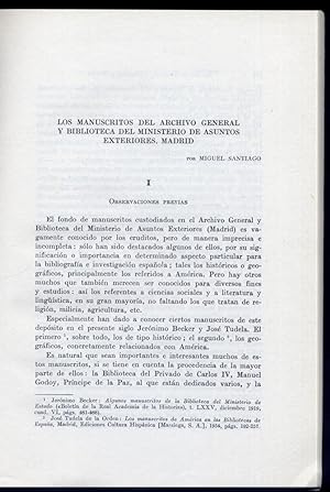 Imagen del vendedor de Los Manuscritos del Archivo General y Biblioteca del Ministerio de Asuntos Exteriores, Madrid. a la venta por Hesperia Libros